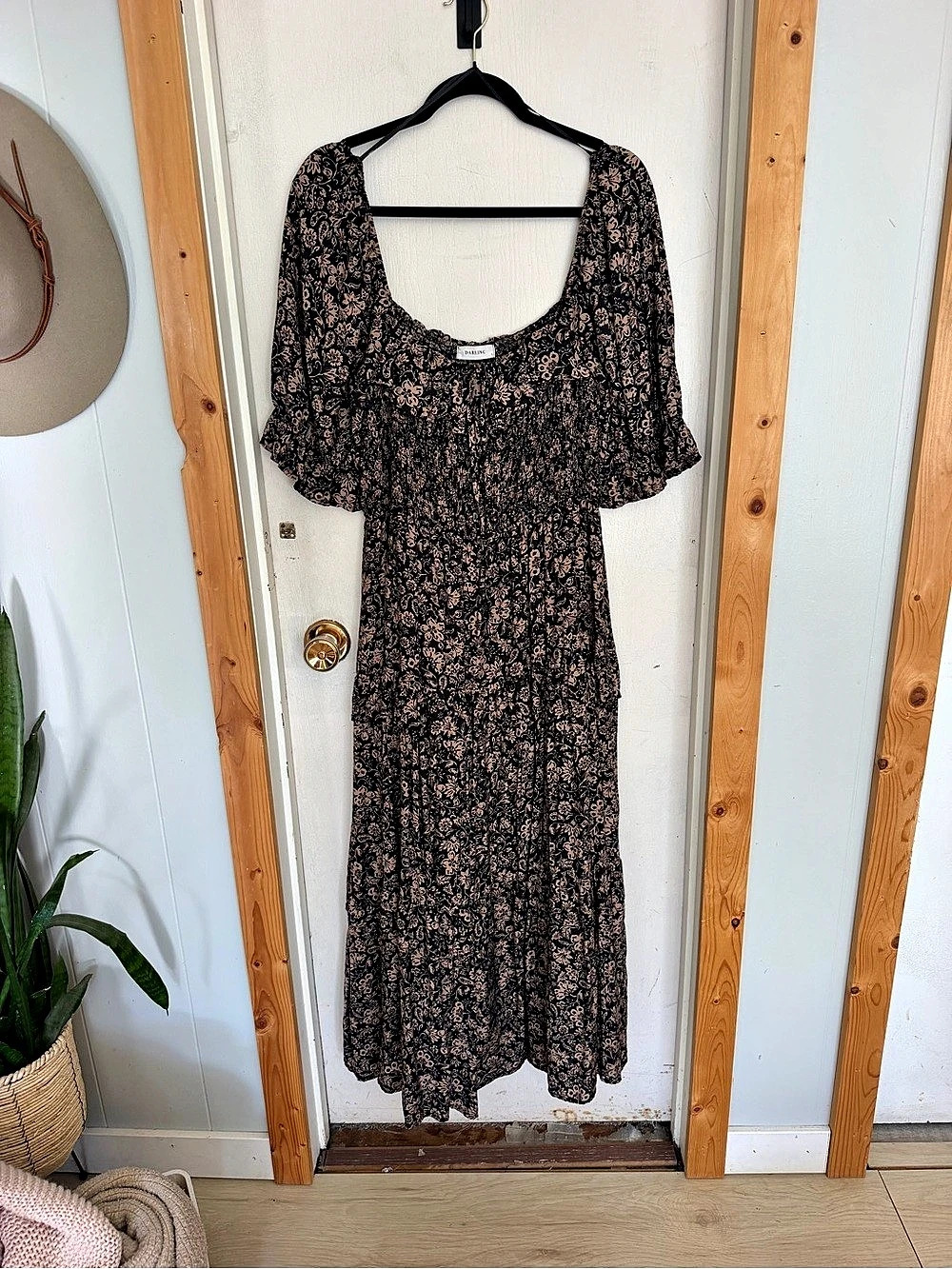 Darling Floral Maxi Dress in Black & Brown